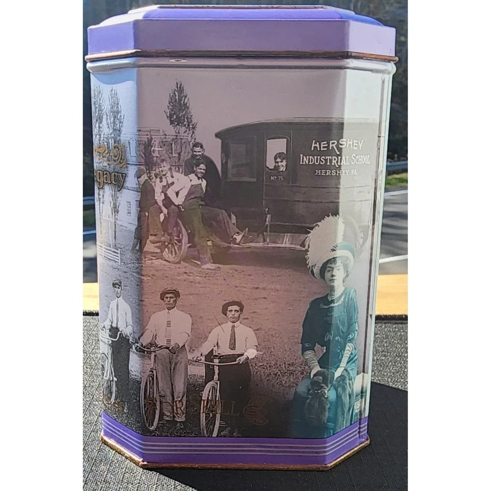 Vintage Milton S. Hershey Building A Legacy Canister Series #3 Purple Tin 1996
